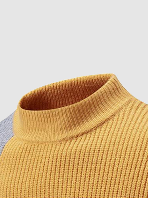 Pull Tricoté à Col Rond pour Hommes en Colorblock
