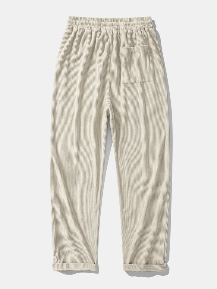 Chemise patchwork en velours côtelé et pantalon droit en velours côtelé