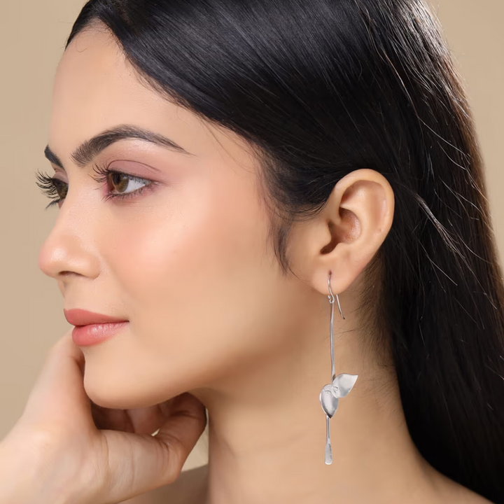 Boucles d'oreilles vintage en feuille d'argent