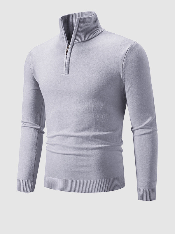 Pull à col zippé quart uni pour homme