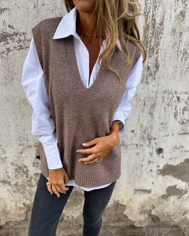 Nanna™ | Gilet en tricot doux avec col en V