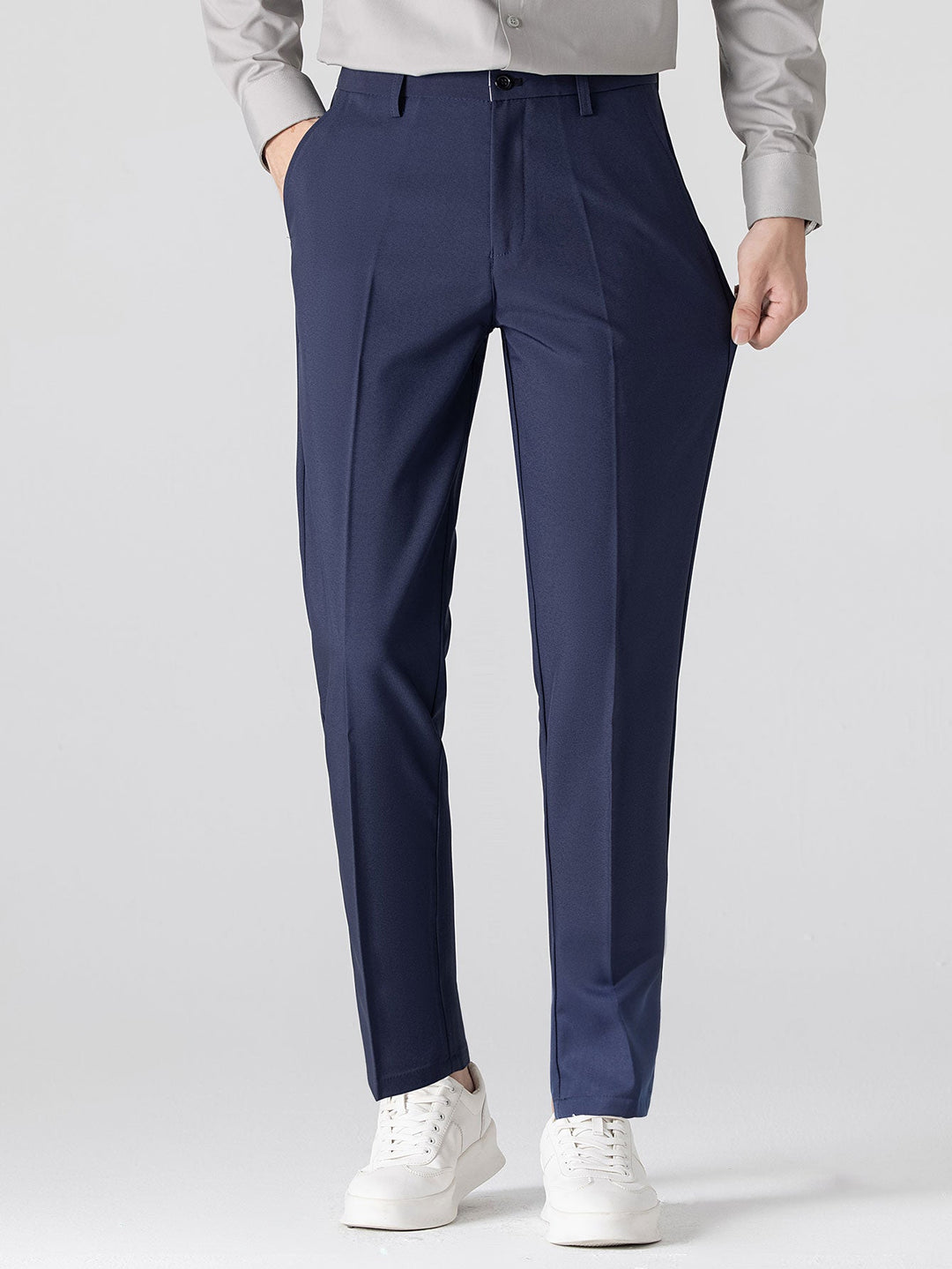 Chemise à rayures à manches longues avec boutons & pantalon fuselé slim fit