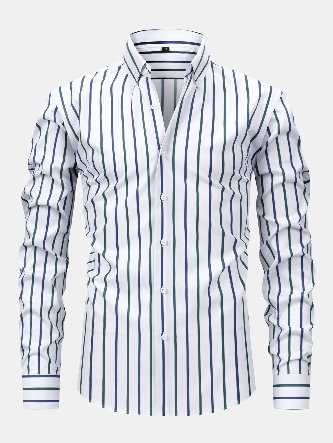Chemise à rayures à manches longues avec boutons & pantalon fuselé slim fit