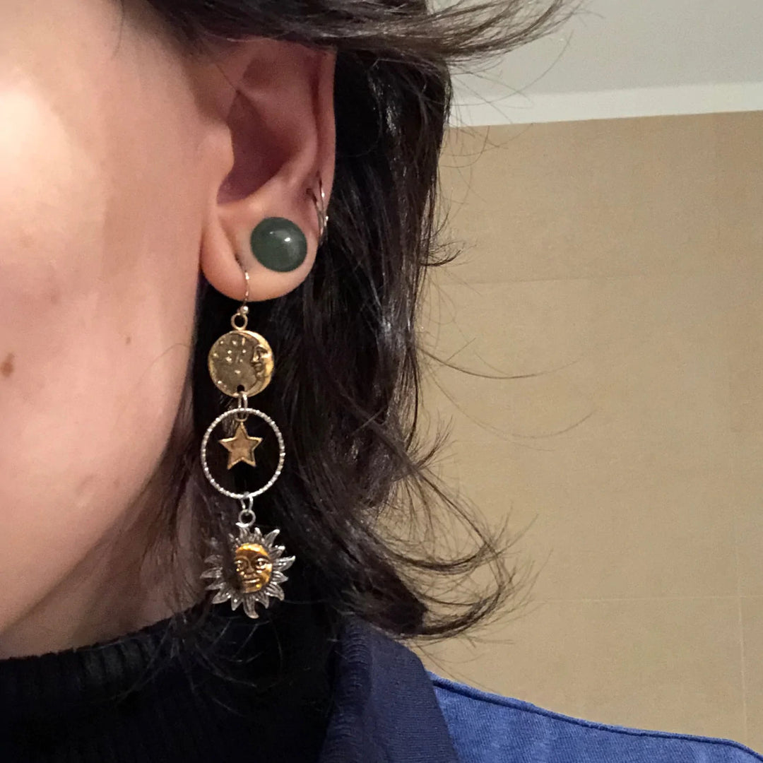 LunaSol™ | Boucles d'Oreilles Pendentif Soleil et Lune