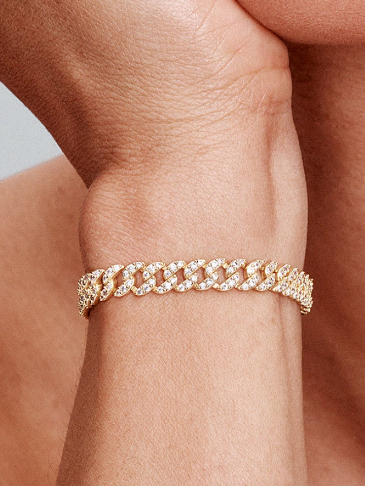 Bracelet Cubain Pave | Or