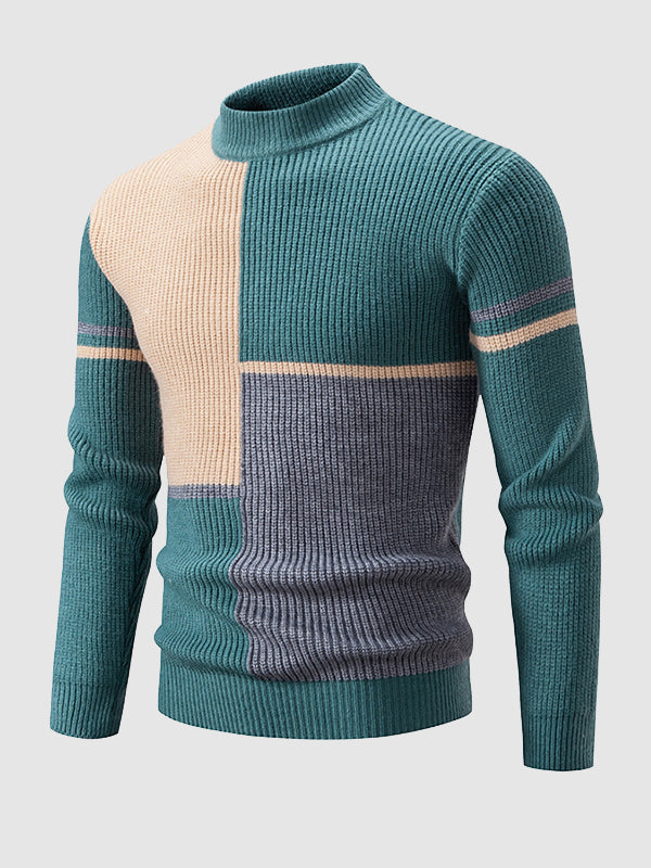 Pull à col montant pour homme en ColorBlock