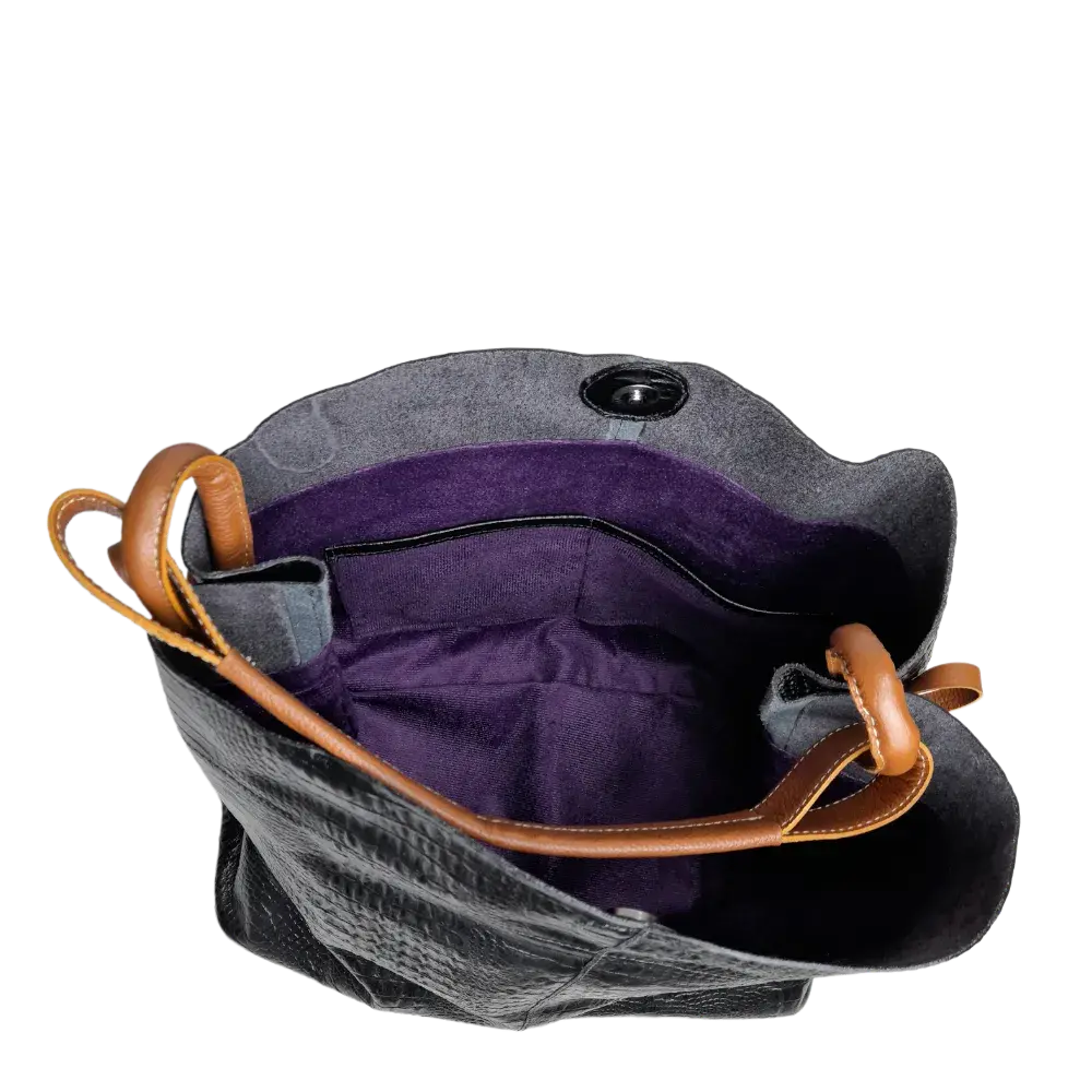 Sac à main en cuir noir Aubrey Reptil pour femmes