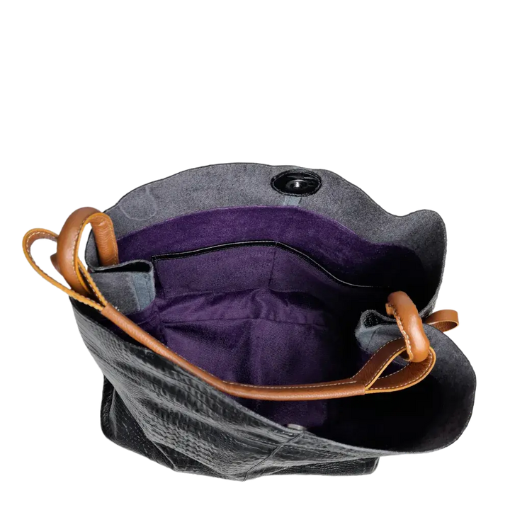 Sac à main en cuir noir Aubrey Reptil pour femmes