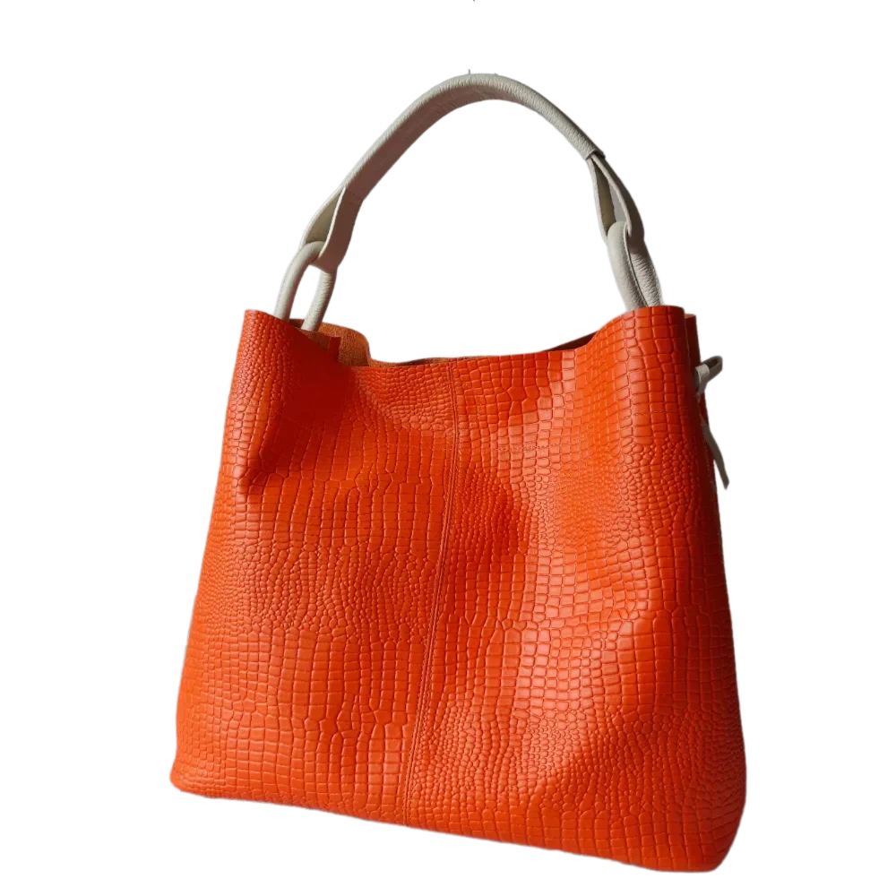 Sac à main en cuir pour femmes Aubrey Reptil Orange