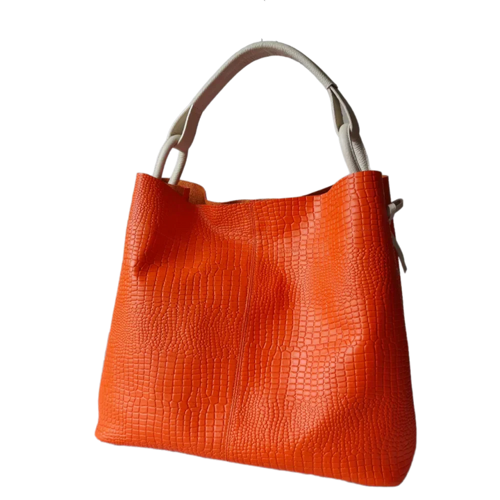 Sac à main en cuir pour femmes Aubrey Reptil Orange