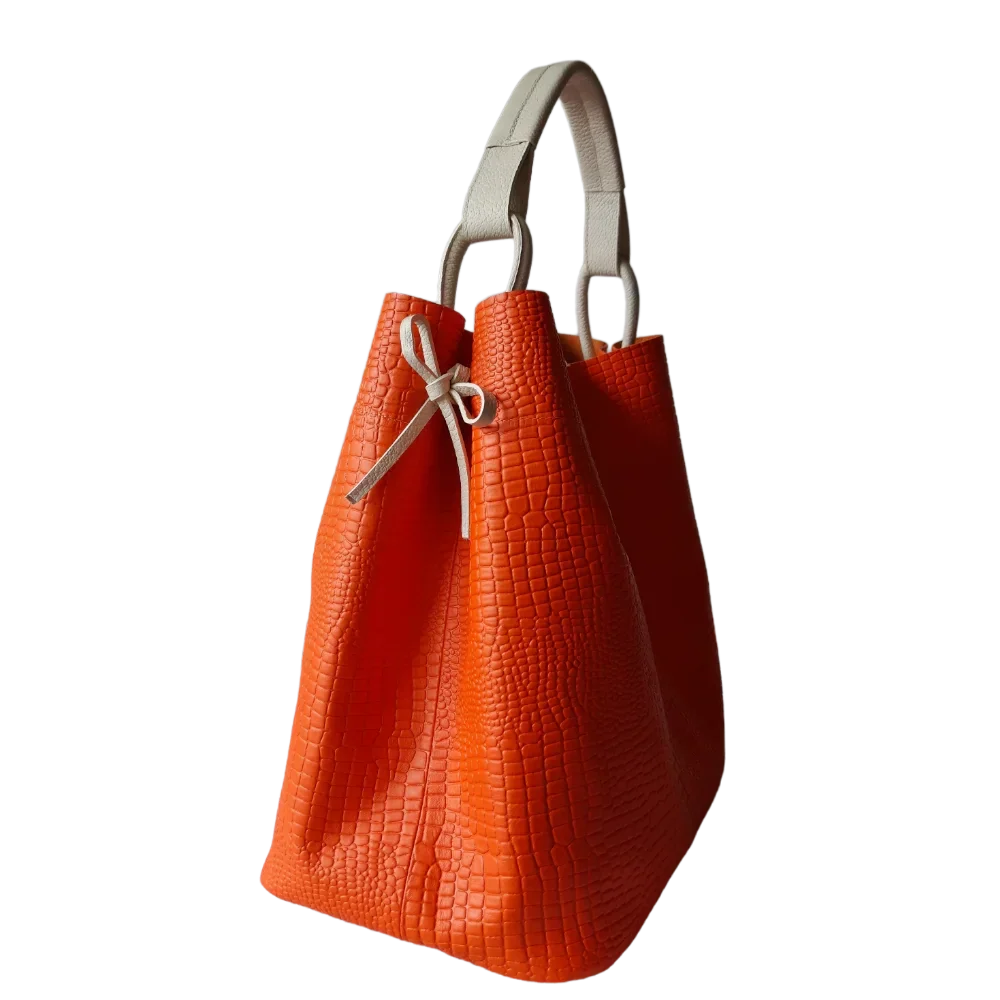 Sac à main en cuir pour femmes Aubrey Reptil Orange