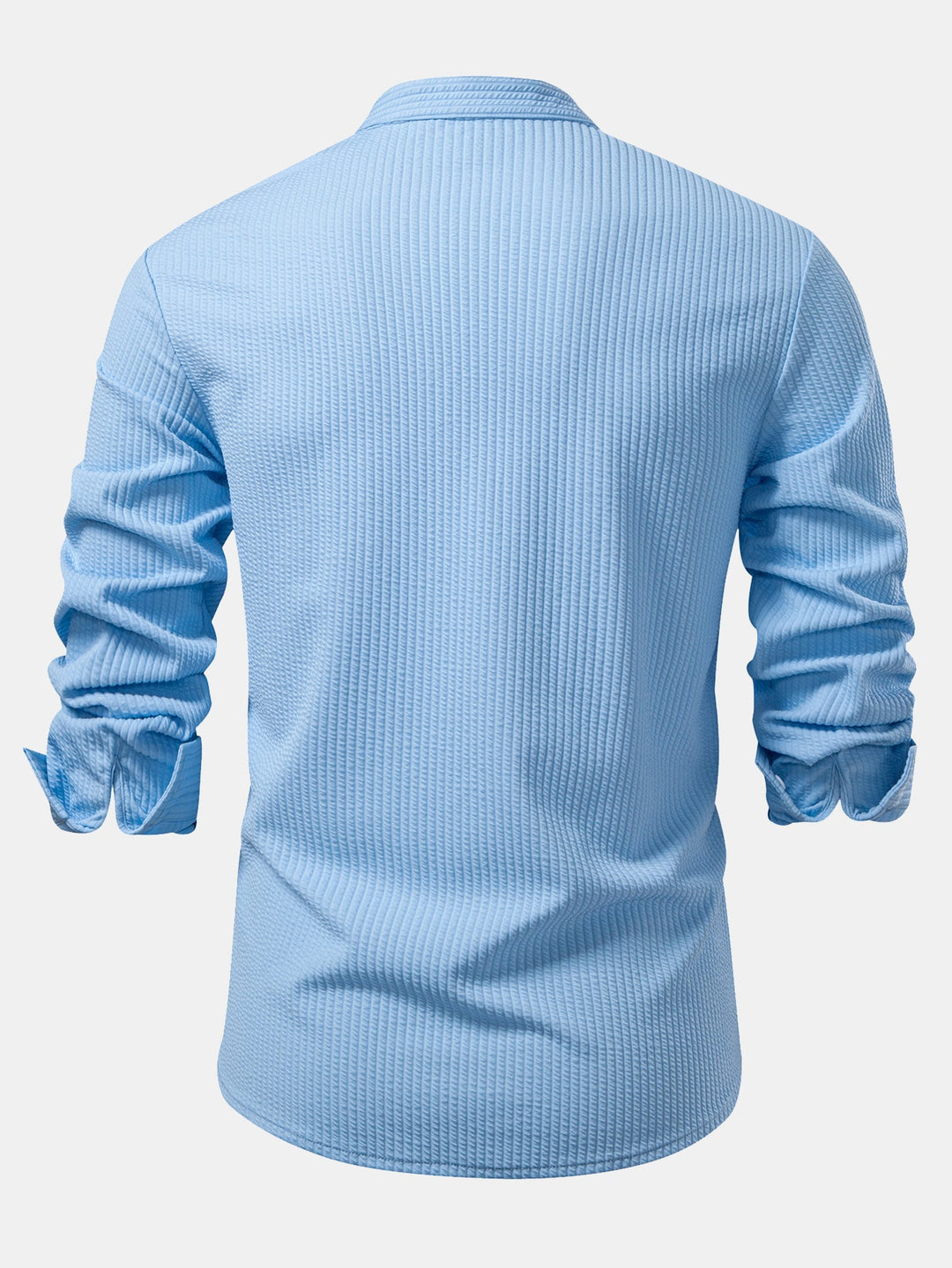 Chemise côtelée à col montant, coupe muscle, manches longues