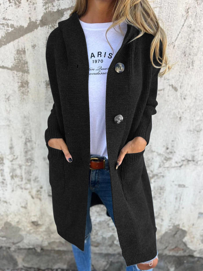 Siro™ | Élégant Long Cardigan en Tricot avec Capuche