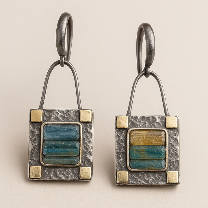 Celestia™ | Boucles d'oreilles en cristal bleu vert scintillant