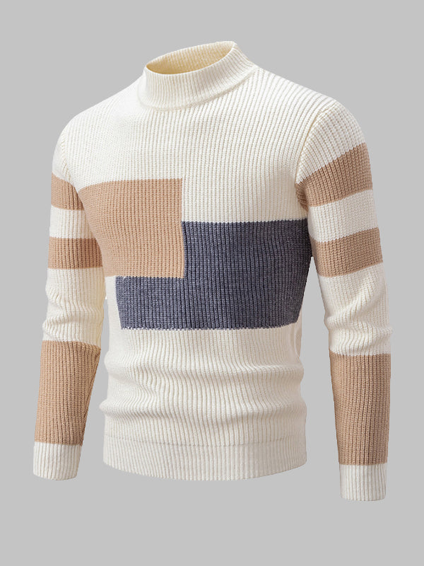 Pull à col rond pour hommes en color block