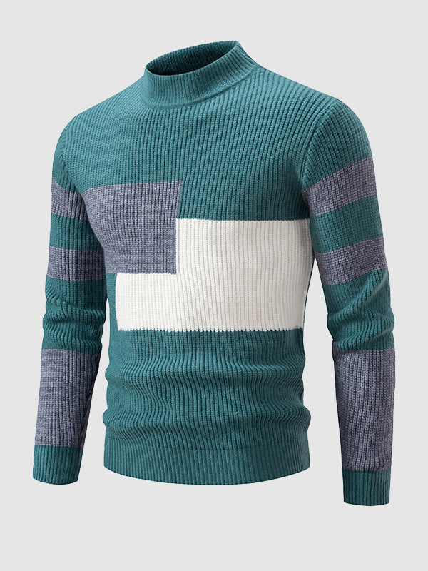 Pull à col rond pour hommes en color block