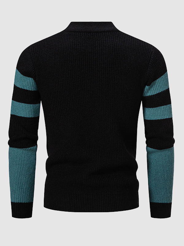 Pull à col rond pour hommes en color block