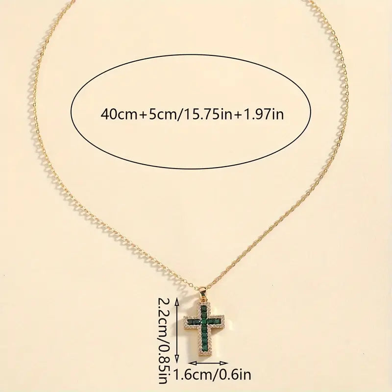 Pendentif croix en émeraude Solene | Or