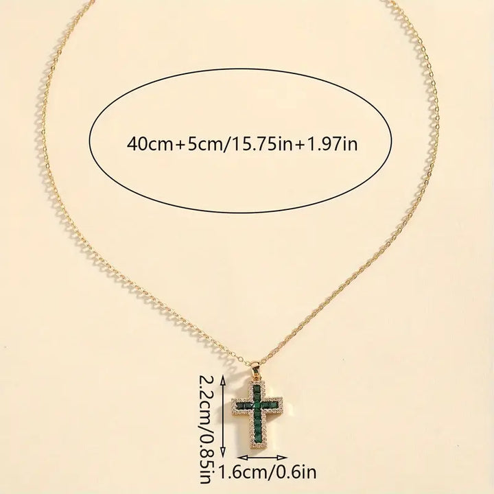 Pendentif croix en émeraude Solene | Or