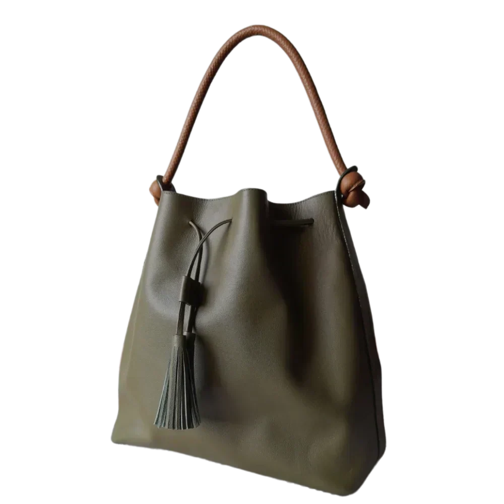 Sac à main en cuir jade olive pour femmes