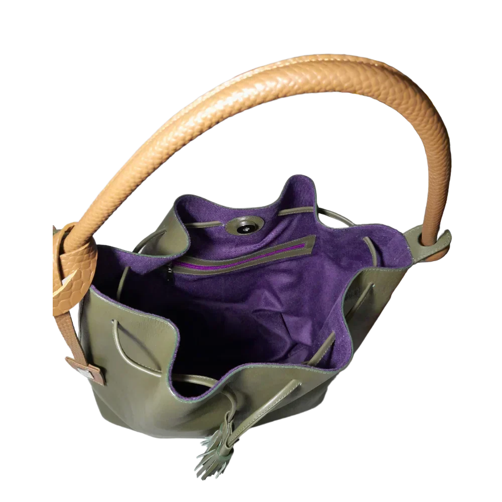 Sac à main en cuir jade olive pour femmes