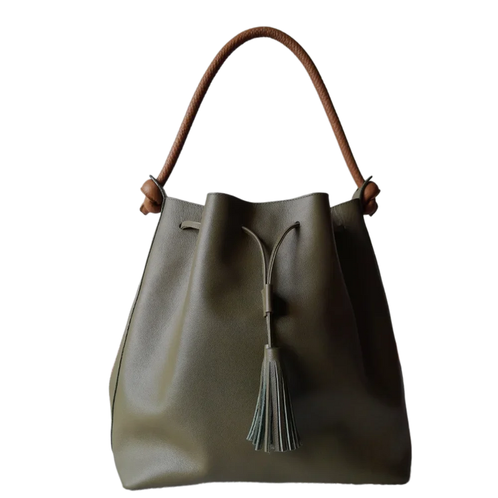 Sac à main en cuir jade olive pour femmes