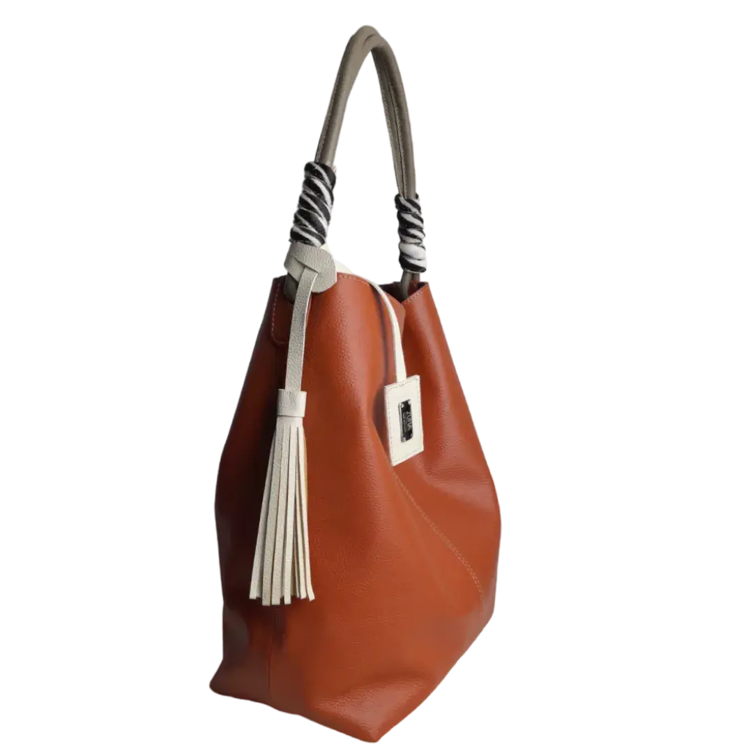 Sac à main en cuir Leah Ginger pour femmes