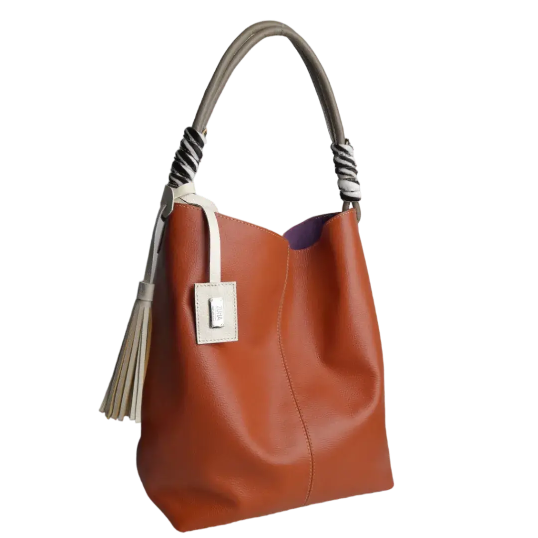 Sac à main en cuir Leah Ginger pour femmes