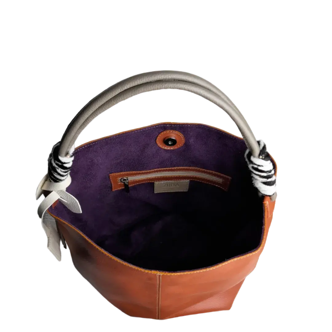 Sac à main en cuir Leah Ginger pour femmes