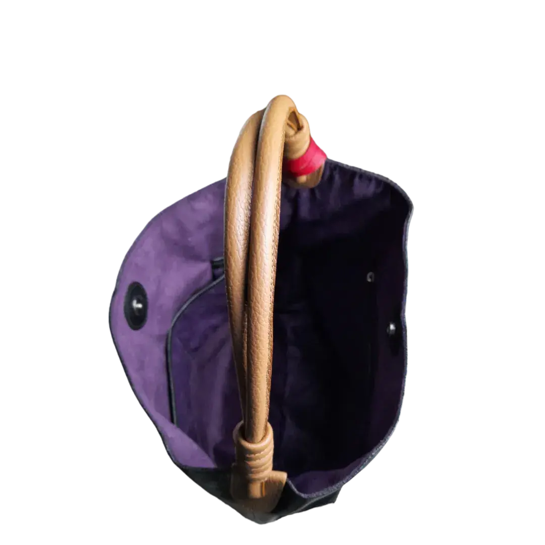 Sac à main en cuir Leah Black pour femmes