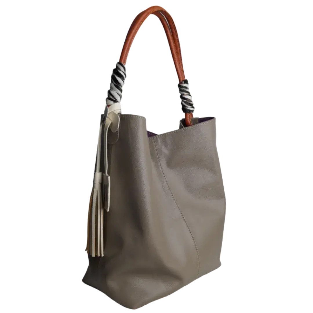 Sac à main en cuir taupe Leah pour dames