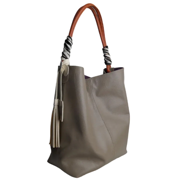Sac à main en cuir taupe Leah pour dames