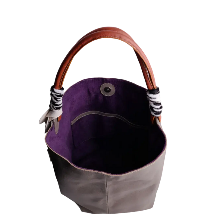 Sac à main en cuir taupe Leah pour dames