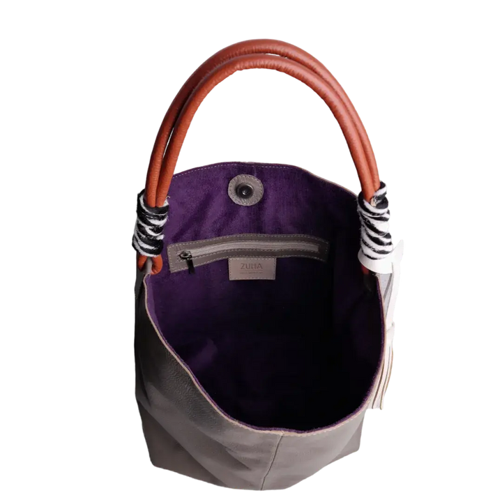 Sac à main en cuir taupe Leah pour dames