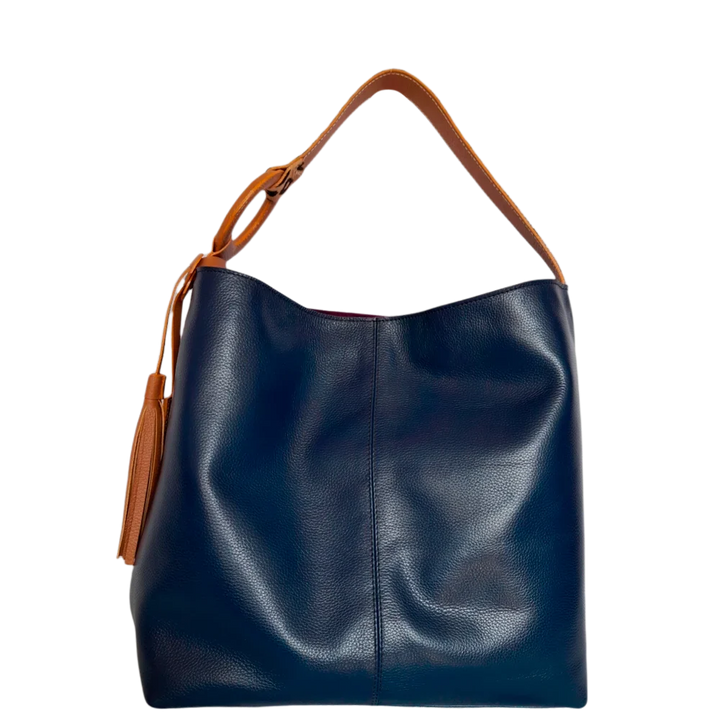 Sac à main en cuir bleu foncé pour femmes