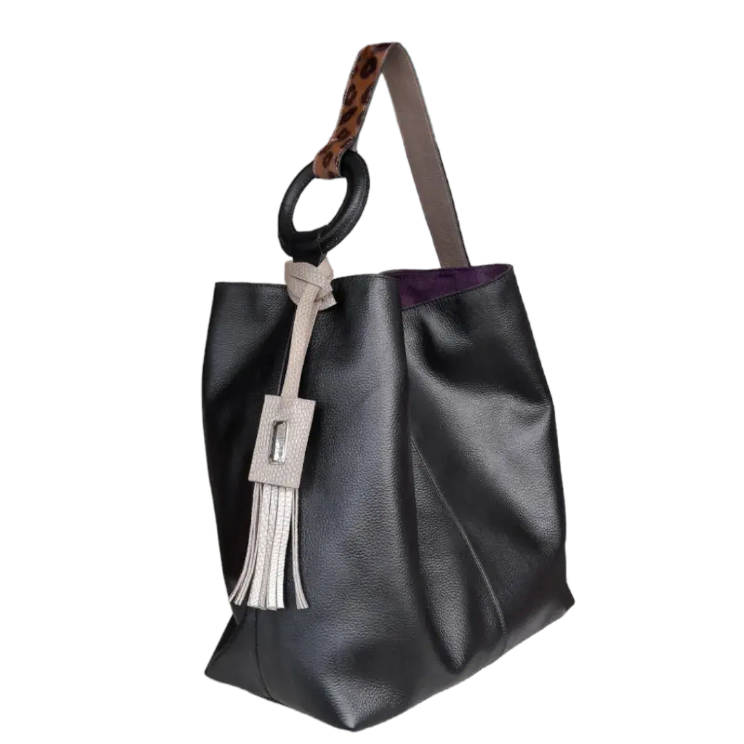 Sac à main Nora en cuir noir