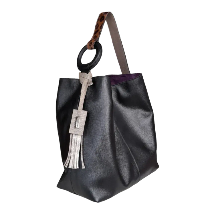 Sac à main Nora en cuir noir