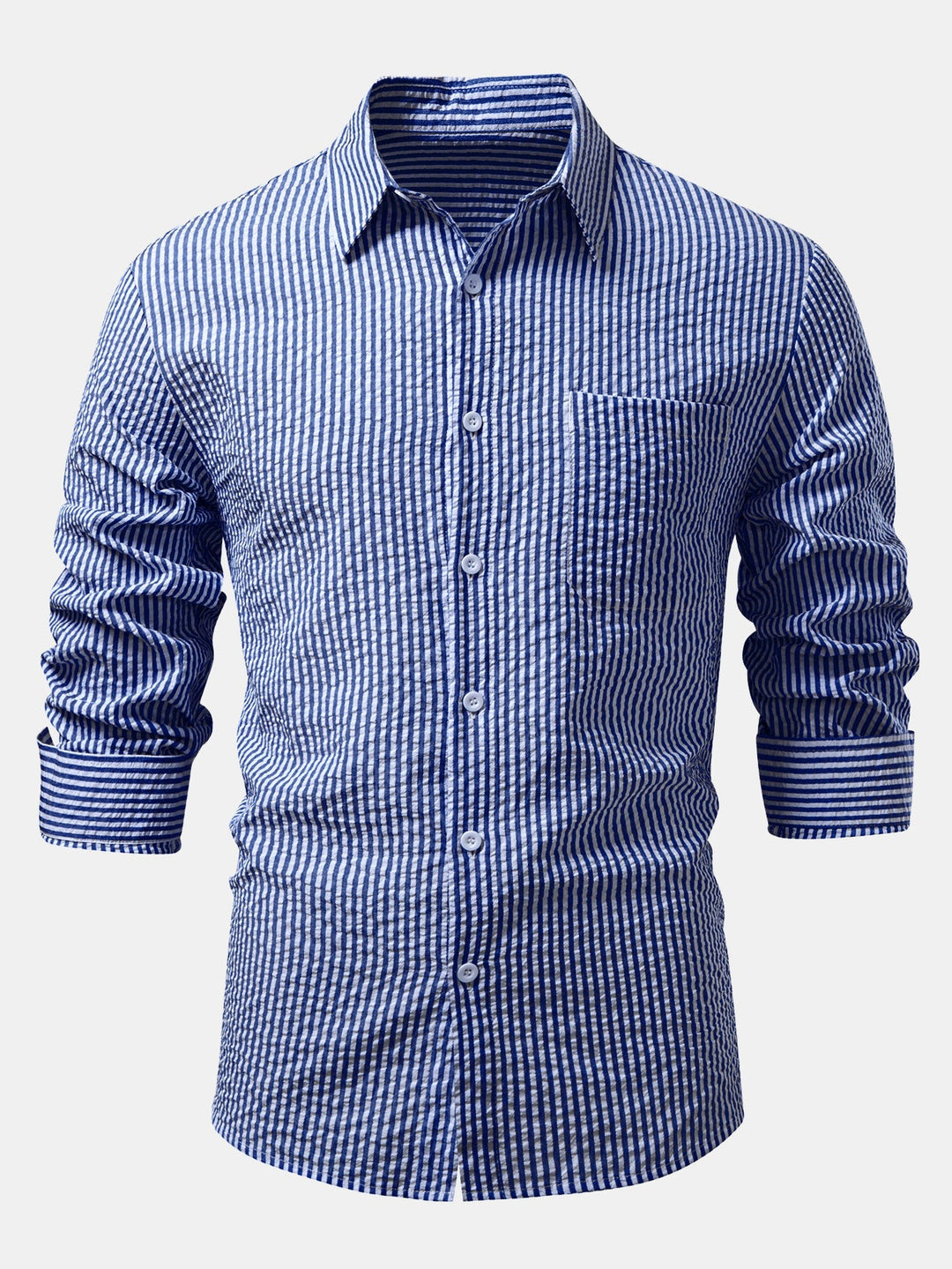 Chemise rayée à boutons en seersucker