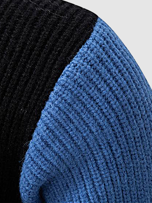 Pull Tricoté à Col Rond pour Hommes en Colorblock
