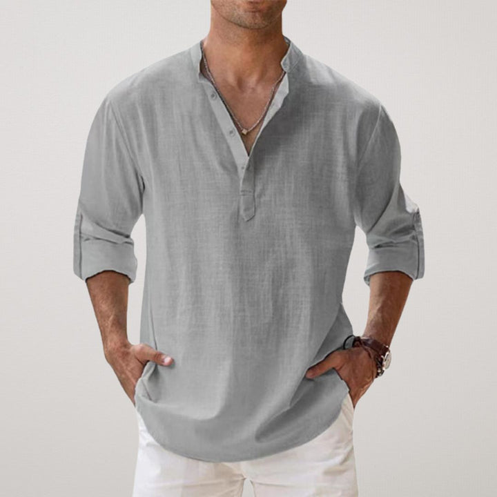 Savrani™ - Chemise Henley en coton effet lin