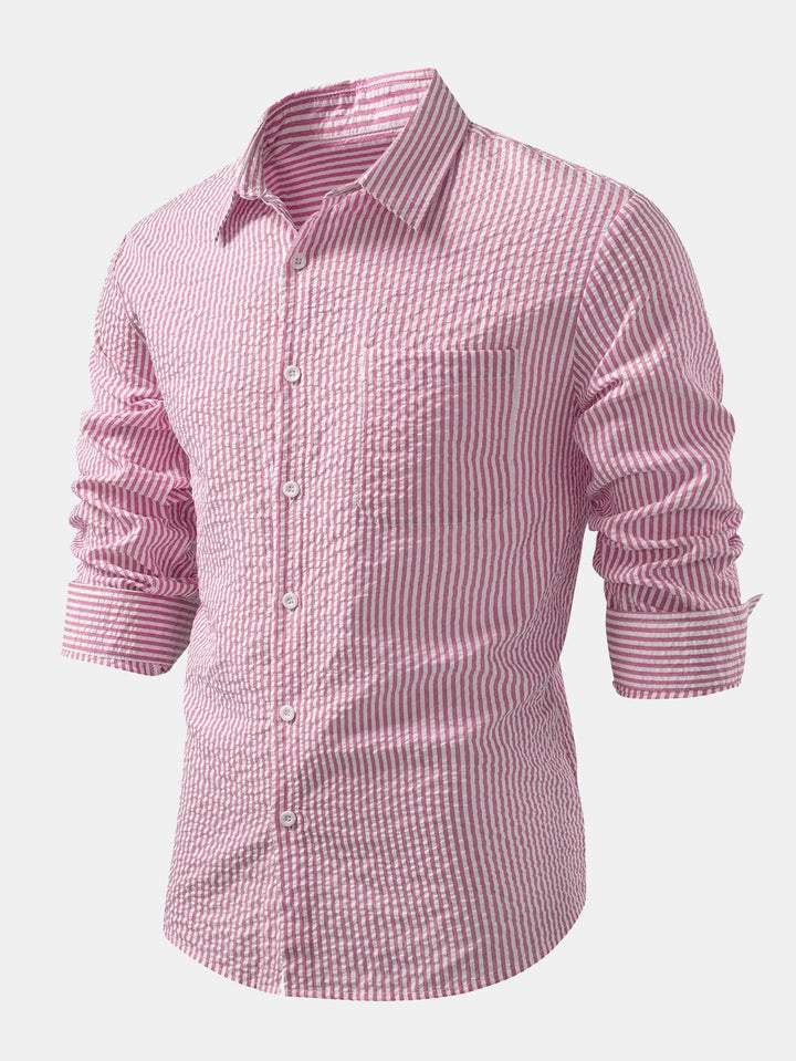 Chemise rayée à boutons en seersucker
