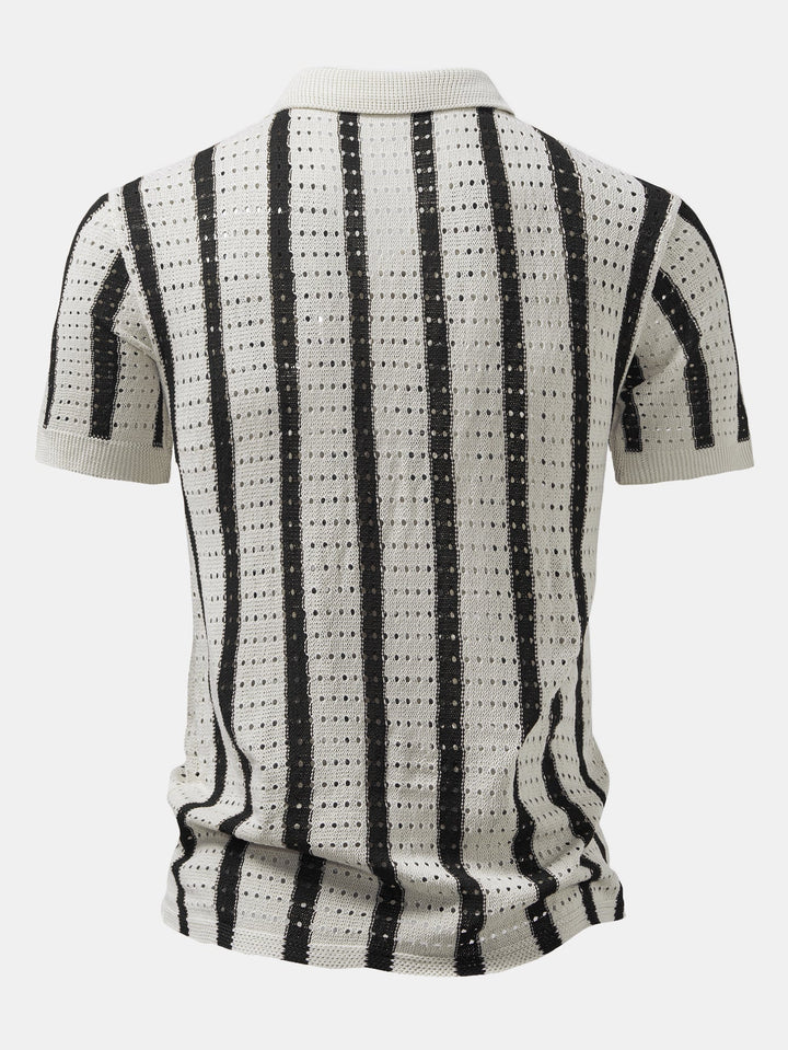 Chemise tricotée à œillets rayés