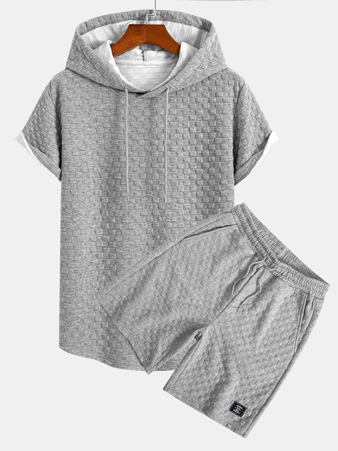 Sweat à capuche à ourlet en jacquard à damier <tc>T-Shirt</tc> &amp; Jacquard à damier <tc>S</tc>horts