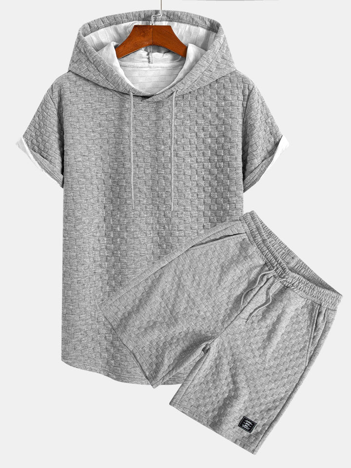 Sweat à capuche à ourlet en jacquard à damier <tc>T-Shirt</tc> &amp; Jacquard à damier <tc>S</tc>horts