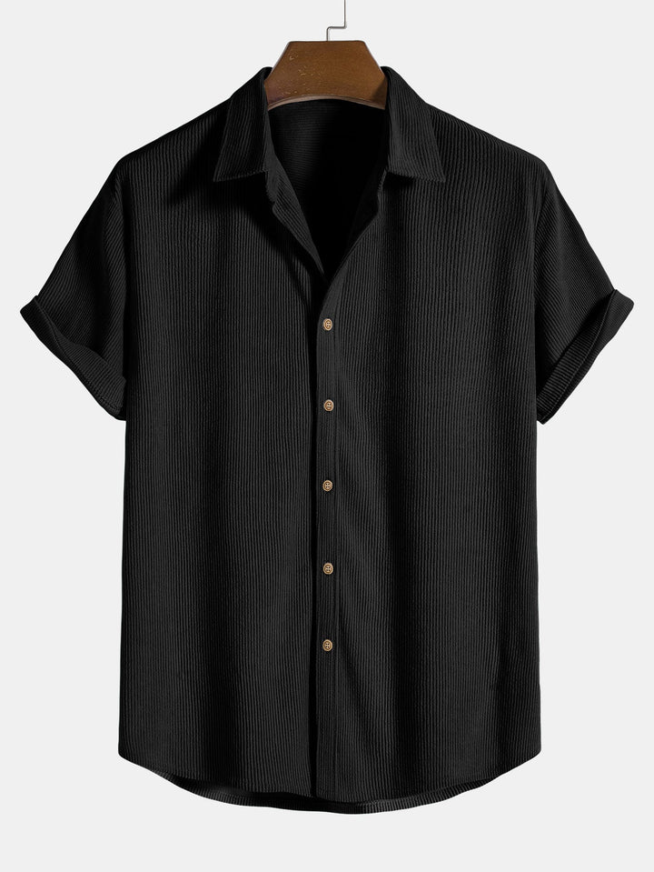 Bouton en velours côtelé chemise à manches courtes