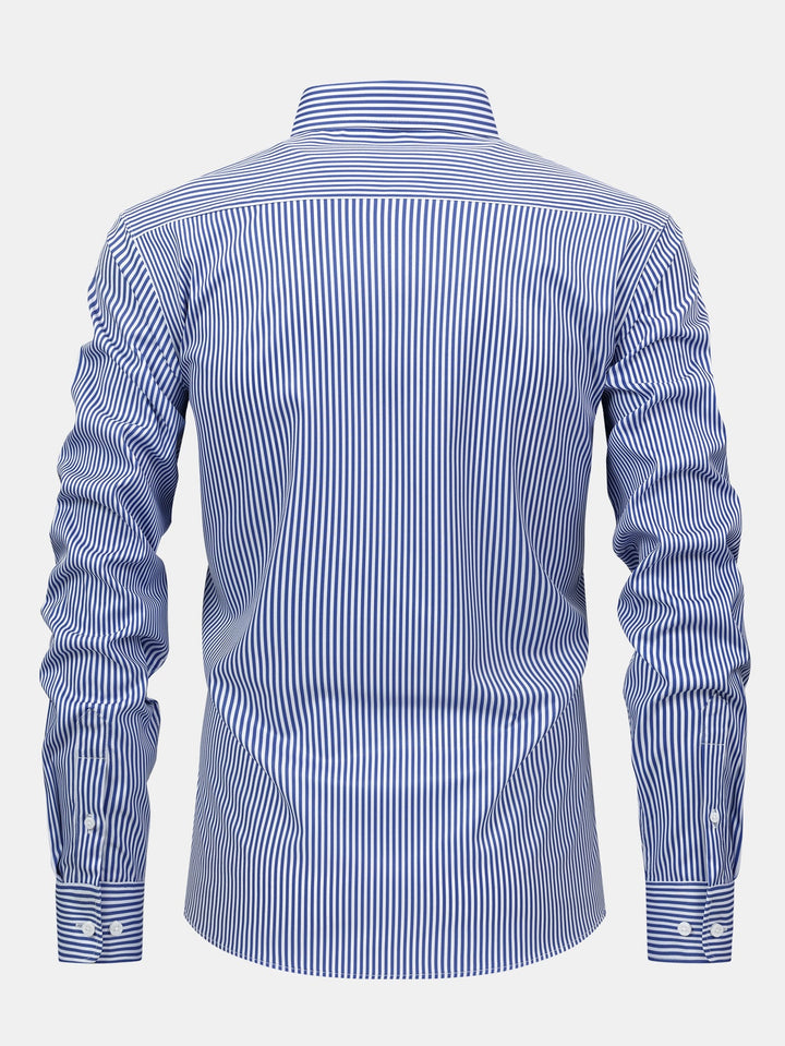 Chemise à rayures à manches longues avec boutons & Pantalon droit à taille élastique