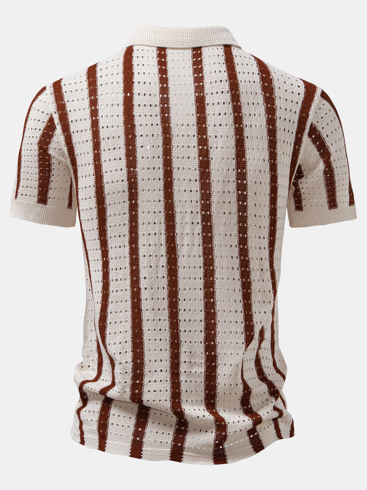 Chemise tricotée à œillets rayés