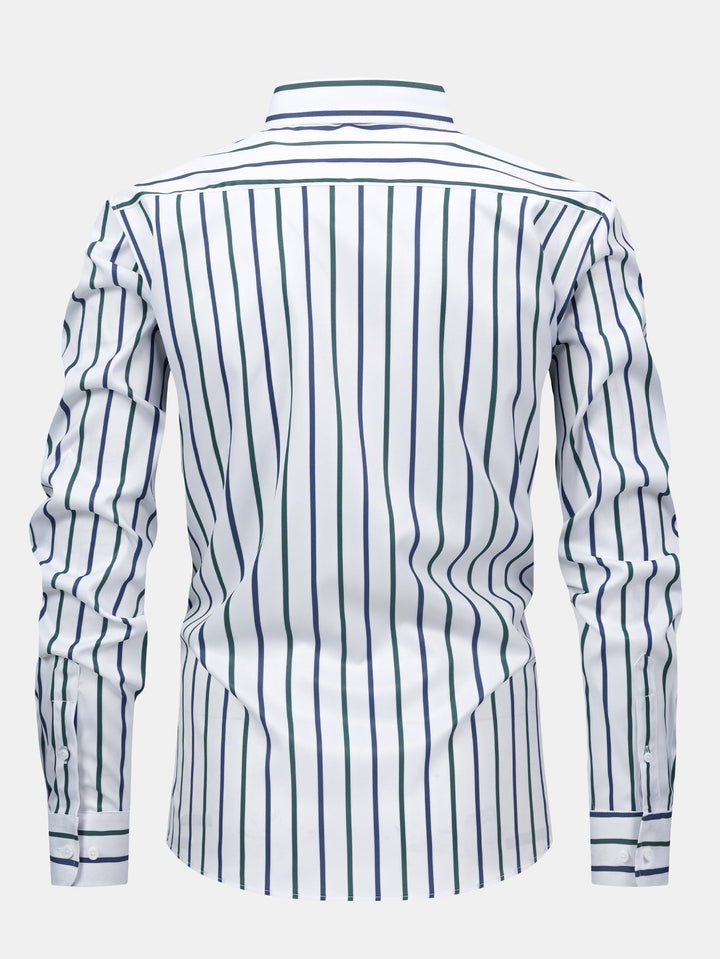 Chemise à rayures à manches longues avec boutons & pantalon fuselé slim fit