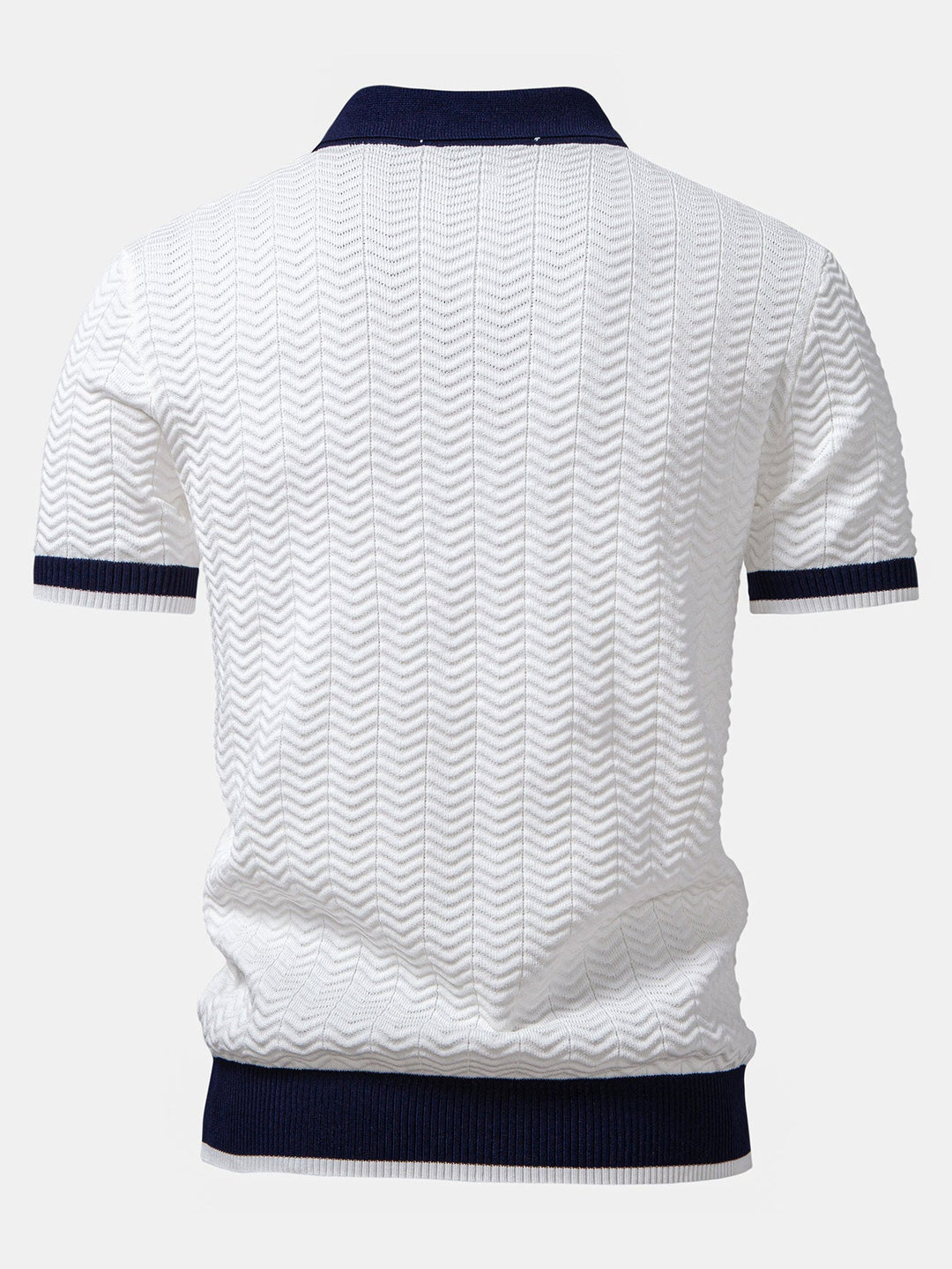 Polo à col en V tricoté à contraste de texture & pantalon fuselé slim fit