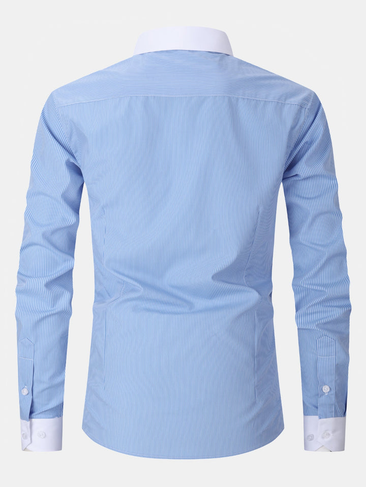 Chemise habillée à col contrasté rayé